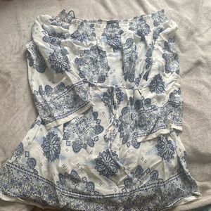 Forever 21 off-the-shoulder dress 3X blue/white